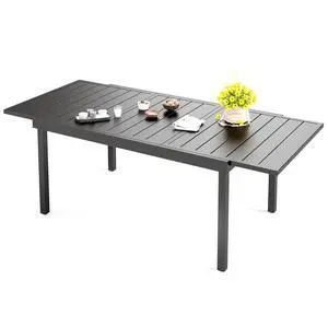 HERA'S HOUSE Outdoor Expandable Table for 6-8, Large Metal Dining Table | 84" black wrought iron extendable table. All weather furniture for patio, porch, backyard HERA'S HOUSE Outdoor Expandable Table for 6-8, Large Metal Dining Table | 84" black wrought iron extendable table. All weather furniture for patio, porch, backyard