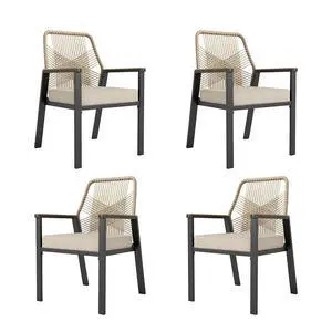 HERA'S HOUSE Patio Dining Chairs, Set of 4, Wrought Iron & Rattan, Beige | Wicker, heavy-duty outdoor metal chairs support 350lbs. Armrests, Wide seat. All-weather, Rust-resistant for Deck, Garden HERA'S HOUSE Patio Dining Chairs, Set of 4, Wrought Iron & Rattan, Beige | Wicker, heavy-duty outdoor metal chairs support 350lbs. Armrests, Wide seat. All-weather, Rust-resistant for Deck, Garden