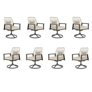 HERA'S HOUSE Swivel Patio Dining Chairs, Set of 8, Wrought Iron, Beige | Woven rattan, wicker outdoor metal chairs support 350lbs. Armrests, Wide seat. All-weather, Rust-resistant for Deck, Garden HERA'S HOUSE Swivel Patio Dining Chairs, Set of 8, Wrought Iron, Beige | Woven rattan, wicker outdoor metal chairs support 350lbs. Armrests, Wide seat. All-weather, Rust-resistant for Deck, Garden