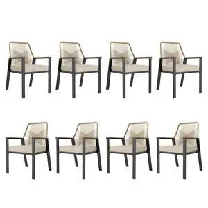 HERA'S HOUSE Patio Dining Chairs, Set of 8, Wrought Iron & Rattan, Beige | Wicker, heavy-duty outdoor metal chairs support 350lbs. Armrests, Wide seat. All-weather, Rust-resistant for Deck, Garden HERA'S HOUSE Patio Dining Chairs, Set of 8, Wrought Iron & Rattan, Beige | Wicker, heavy-duty outdoor metal chairs support 350lbs. Armrests, Wide seat. All-weather, Rust-resistant for Deck, Garden