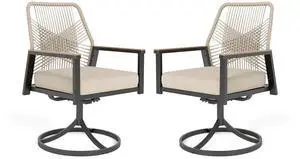 HERA'S HOUSE Swivel Patio Dining Chairs, Set of 2, Wrought Iron, Beige | Woven rattan, wicker outdoor metal chairs support 350lbs. Armrests, Wide seat. All-weather, Rust-resistant for Deck, Garden HERA'S HOUSE Swivel Patio Dining Chairs, Set of 2, Wrought Iron, Beige | Woven rattan, wicker outdoor metal chairs support 350lbs. Armrests, Wide seat. All-weather, Rust-resistant for Deck, Garden