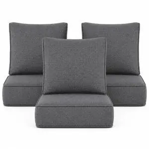 Outdoor Chair Cushion Set of 3, 24x24 Deep Seat Patio Cushions for Outdoor Furniture, Replacement Seat and Back Cushion Set with 5.75" Thick High-Density Foam, Waterproof Oil Stain Resistant Fabric Outdoor Chair Cushion Set of 3, 24x24 Deep Seat Patio Cushions for Outdoor Furniture, Replacement Seat and Back Cushion Set with 5.75" Thick High-Density Foam, Waterproof Oil Stain Resistant Fabric