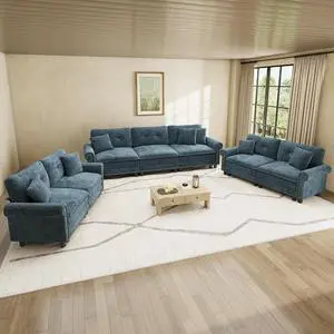 HERA'S HOUSE Modular Sectional Sofa and Loveseat Set Living Room 3-Piece | Mid-Century Modern 7-Seater Cloud Sofa Set, Cyan, Rolled Arms & Nailhead Trim, Wider & Deeper Seats, Chenille Furniture Set HERA'S HOUSE Modular Sectional Sofa and Loveseat Set Living Room 3-Piece | Mid-Century Modern 7-Seater Cloud Sofa Set, Cyan, Rolled Arms & Nailhead Trim, Wider & Deeper Seats, Chenille Furniture Set