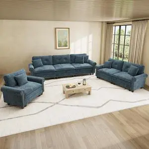 HERA'S HOUSE Modular Sectional Sofa Set for Living Room 3-Piece Deep Seats | Mid-Century Modern 6-Seater Cloud Sofa Set, Cyan, Rolled Arms & Nailhead Trim, Wider & Deeper Seats, Chenille Furniture Set HERA'S HOUSE Modular Sectional Sofa Set for Living Room 3-Piece Deep Seats | Mid-Century Modern 6-Seater Cloud Sofa Set, Cyan, Rolled Arms & Nailhead Trim, Wider & Deeper Seats, Chenille Furniture Set