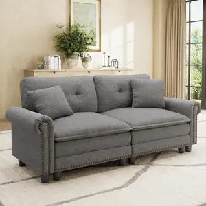 HERA'S HOUSE 73.2" Modular Loveseat Cloud Couch Deep Seats & Rolled Arms | Mid-Century Modern 2-Seater Loveseat, Dark Gray, Nailhead Trim, Wider & Deeper Seats, Soft Linen Sofa for Living Room Bedroom HERA'S HOUSE 73.2" Modular Loveseat Cloud Couch Deep Seats & Rolled Arms | Mid-Century Modern 2-Seater Loveseat, Dark Gray, Nailhead Trim, Wider & Deeper Seats, Soft Linen Sofa for Living Room Bedroom