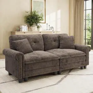 HERA'S HOUSE 73.2" Modular Loveseat Cloud Couch Deep Seats & Rolled Arms | Mid-Century Modern 2-Seater Loveseat, Grayish Brown, Nailhead Trim, Wider & Deeper Seats, Soft Chenille Sofa for Living Room HERA'S HOUSE 73.2" Modular Loveseat Cloud Couch Deep Seats & Rolled Arms | Mid-Century Modern 2-Seater Loveseat, Grayish Brown, Nailhead Trim, Wider & Deeper Seats, Soft Chenille Sofa for Living Room