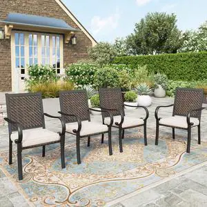 HERA'S HOUSE Patio Dining Chairs Set of 4, Outdoor Wicker Dining Chairs with Padded Removable Cushion, Rattan Chairs for Poolside Lawn Garden Backyard HERA'S HOUSE Patio Dining Chairs Set of 4, Outdoor Wicker Dining Chairs with Padded Removable Cushion, Rattan Chairs for Poolside Lawn Garden Backyard