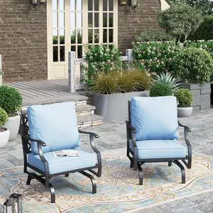 HERA'S HOUSE, 2 Pack, Patio Rocking Chairs, Alloy Steel, Blue | 5.75" Thick Cushions, All Weather, 350 lb Capacity, Waterproof Cushion Covers, E-Coated and Powder-Coated Frame HERA'S HOUSE, 2 Pack, Patio Rocking Chairs, Alloy Steel, Blue | 5.75" Thick Cushions, All Weather, 350 lb Capacity, Waterproof Cushion Covers, E-Coated and Powder-Coated Frame