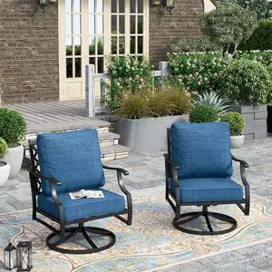 HERA'S HOUSE Swivel Patio Dining Chairs, Set of 2, Alloy Steel | Pacific Blue, Cushioned, All-Weather, Rust-Resistant, Supports 350 lb, For Deck, Garden, Balcony HERA'S HOUSE Swivel Patio Dining Chairs, Set of 2, Alloy Steel | Pacific Blue, Cushioned, All-Weather, Rust-Resistant, Supports 350 lb, For Deck, Garden, Balcony