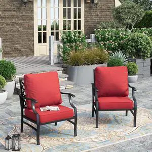 HERA'S HOUSE 2-Piece Steel Patio Conversation Set, 2-Seat, Red | All-Weather, For Garden, Deck, Backyard HERA'S HOUSE 2-Piece Steel Patio Conversation Set, 2-Seat, Red | All-Weather, For Garden, Deck, Backyard