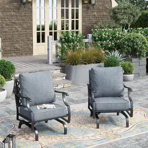 HERA'S HOUSE, 2 Pack, Patio Rocking Chairs, Alloy Steel, Grey | 5.75" Thick Cushions, All Weather, 350 lb Capacity, Waterproof Cushion Covers, E-Coated and Powder-Coated Frame HERA'S HOUSE, 2 Pack, Patio Rocking Chairs, Alloy Steel, Grey | 5.75" Thick Cushions, All Weather, 350 lb Capacity, Waterproof Cushion Covers, E-Coated and Powder-Coated Frame