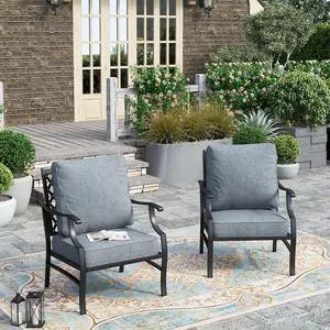 HERA'S HOUSE 2-Piece Steel Patio Conversation Set, 2-Seat, Grey | All-Weather, For Garden, Deck, Backyard HERA'S HOUSE 2-Piece Steel Patio Conversation Set, 2-Seat, Grey | All-Weather, For Garden, Deck, Backyard