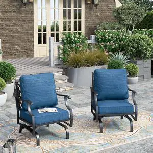 HERA'S HOUSE, 2 Pack, Patio Rocking Chairs, Alloy Steel, Pacific Blue | 5.75" Thick Cushions, All Weather, 350 lb Capacity, Waterproof Cushion Covers, E-Coated and Powder-Coated Frame HERA'S HOUSE, 2 Pack, Patio Rocking Chairs, Alloy Steel, Pacific Blue | 5.75" Thick Cushions, All Weather, 350 lb Capacity, Waterproof Cushion Covers, E-Coated and Powder-Coated Frame