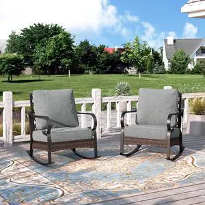 HERA'S HOUSE 2-Piece Metal Patio Rocking Chair Set, Rocking Chairs, Black | High Back, All-Weather, For Garden, Deck, Backyard HERA'S HOUSE 2-Piece Metal Patio Rocking Chair Set, Rocking Chairs, Black | High Back, All-Weather, For Garden, Deck, Backyard