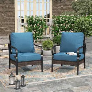 HERA'S HOUSE 2-Piece Metal Patio Conversation Set, Navy Blue | High Back, All-Weather, For Garden, Deck, Backyard HERA'S HOUSE 2-Piece Metal Patio Conversation Set, Navy Blue | High Back, All-Weather, For Garden, Deck, Backyard