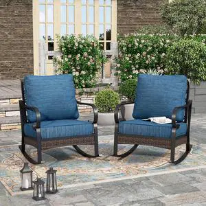 HERA'S HOUSE 2-Piece Metal Patio Rocking Chair Set, Rocking Chairs | Peacock Blue, High Back, All-Weather, For Garden, Deck, Backyard HERA'S HOUSE 2-Piece Metal Patio Rocking Chair Set, Rocking Chairs | Peacock Blue, High Back, All-Weather, For Garden, Deck, Backyard