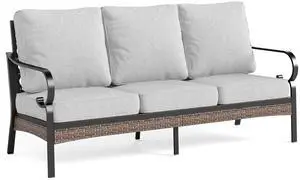 HERA'S HOUSE, 3-Seat Outdoor Patio Sofa, Metal Frame, 5.75" Cushions | Light Grey, High Back, Deep Seating, All-Weather, E-Coated and Powder-Coated Frame, 900 lb Capacity HERA'S HOUSE, 3-Seat Outdoor Patio Sofa, Metal Frame, 5.75" Cushions | Light Grey, High Back, Deep Seating, All-Weather, E-Coated and Powder-Coated Frame, 900 lb Capacity