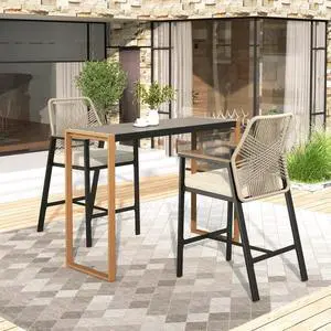 HERA'S HOUSE 3 Pieces Patio Furniture, Outdoor Wicker Bar Stools Set, Counter Height Bar Set with Rattan Backrest, All-Weather 55 High Top Table and Chairs for Backyard, Balcony HERA'S HOUSE 3 Pieces Patio Furniture, Outdoor Wicker Bar Stools Set, Counter Height Bar Set with Rattan Backrest, All-Weather 55 High Top Table and Chairs for Backyard, Balcony