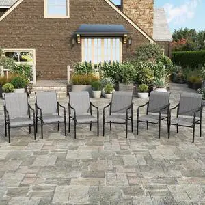 HERA'S HOUSE Patio Dining Chairs Set of 6, Grey | Textilene chairs with gourd armrest. Waterproof, rust-resistant, all-weather breathable for outdoor lawn backyard deck HERA'S HOUSE Patio Dining Chairs Set of 6, Grey | Textilene chairs with gourd armrest. Waterproof, rust-resistant, all-weather breathable for outdoor lawn backyard deck