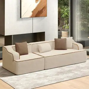 HERA'S HOUSE 105" Modular Sectional Sofa, Living Room Cloud Couch, Corduroy Sectional with Wide Armrest and 4 Pillows, No Assembly, Beige HERA'S HOUSE 105" Modular Sectional Sofa, Living Room Cloud Couch, Corduroy Sectional with Wide Armrest and 4 Pillows, No Assembly, Beige