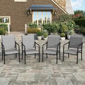 HERA'S HOUSE Patio Dining Chairs Set of 4, Grey | Textilene chairs with gourd armrest. Waterproof, rust-resistant, all-weather breathable for outdoor lawn backyard deck HERA'S HOUSE Patio Dining Chairs Set of 4, Grey | Textilene chairs with gourd armrest. Waterproof, rust-resistant, all-weather breathable for outdoor lawn backyard deck