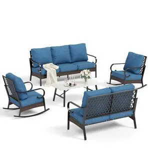 HERA'S HOUSE Patio Conversation Set, 7-Seat, Black | 3-Seat Sofa, Coffee Table, All-Weather, For Garden, Deck, Backyard HERA'S HOUSE Patio Conversation Set, 7-Seat, Black | 3-Seat Sofa, Coffee Table, All-Weather, For Garden, Deck, Backyard