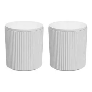 JEAREY Outdoor Side Table Set of 2, Umbrella Base, Ice Bucket, White | Patio Table with Umbrella Hole, Fits 1.3"-1.9" Pole, Easy Assembly JEAREY Outdoor Side Table Set of 2, Umbrella Base, Ice Bucket, White | Patio Table with Umbrella Hole, Fits 1.3"-1.9" Pole, Easy Assembly