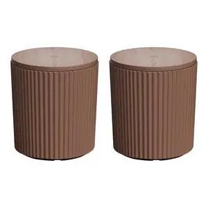 JEAREY Outdoor Side Table Set of 2, Umbrella Base, Ice Bucket, Brown | Patio Table with Umbrella Hole, Fits 1.3"-1.9" Pole, Easy Assembly JEAREY Outdoor Side Table Set of 2, Umbrella Base, Ice Bucket, Brown | Patio Table with Umbrella Hole, Fits 1.3"-1.9" Pole, Easy Assembly