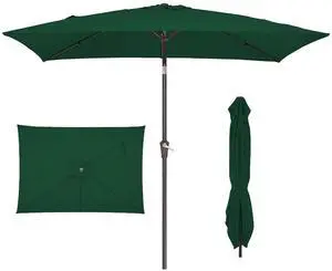 JEAREY 6.5x10 ft Rectangular Patio Umbrellas Rectangle Outdoor Umbrella with Push Button Tilt and Crank, Market Table Umbrella 6 Sturdy Ribs UV Protection for Poolside Garden Backyard Deck, Dark Green JEAREY 6.5x10 ft Rectangular Patio Umbrellas Rectangle Outdoor Umbrella with Push Button Tilt and Crank, Market Table Umbrella 6 Sturdy Ribs UV Protection for Poolside Garden Backyard Deck, Dark Green