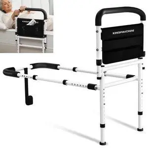 KingPavonini Bed Rails for Elderly Adults Safety, 400LB Support, Model GL04 | ASTM-Approved, Bed Cane for Post Surgery, Anti-Tip Adjustable Feet & 30° Ergonomic Handle, Height/Width Adjustable KingPavonini Bed Rails for Elderly Adults Safety, 400LB Support, Model GL04 | ASTM-Approved, Bed Cane for Post Surgery, Anti-Tip Adjustable Feet & 30° Ergonomic Handle, Height/Width Adjustable
