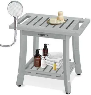 KingPavonini HDPS 18.6'' Shower Bench for Inside Shower to Sit on, GM | Waterproof Shower Stool for Shaving Legs, 400 lb, Bathroom Chair Seat with Storage Shelf, for Tub/Outdoor Use, Quick Assembly KingPavonini HDPS 18.6'' Shower Bench for Inside Shower to Sit on, GM | Waterproof Shower Stool for Shaving Legs, 400 lb, Bathroom Chair Seat with Storage Shelf, for Tub/Outdoor Use, Quick Assembly
