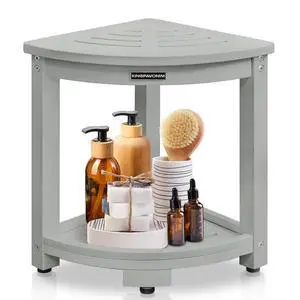 KingPavonini HDPS Corner Shower Stool for Shaving Legs, Waterproof, Grey | Anti-Fracture Shower Bench for Inside Shower, 400 lbs, Storage Shelf, Foot Rest for Small Bathrooms/Tub Use, Quick Assembly KingPavonini HDPS Corner Shower Stool for Shaving Legs, Waterproof, Grey | Anti-Fracture Shower Bench for Inside Shower, 400 lbs, Storage Shelf, Foot Rest for Small Bathrooms/Tub Use, Quick Assembly