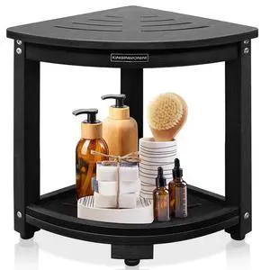 KingPavonini HDPS Corner Shower Stool for Shaving Legs, Waterproof, Black | Anti-Fracture Shower Bench for Inside Shower, 400 lbs, Storage Shelf, Foot Rest for Small Bathrooms/Tub Use, Quick Assembly KingPavonini HDPS Corner Shower Stool for Shaving Legs, Waterproof, Black | Anti-Fracture Shower Bench for Inside Shower, 400 lbs, Storage Shelf, Foot Rest for Small Bathrooms/Tub Use, Quick Assembly