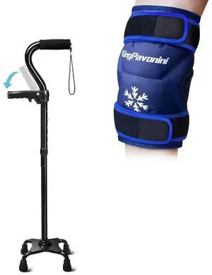 Adjustable Walking Cane for Men & Women and XXL Knee Ice Pack Wrap Adjustable Walking Cane for Men & Women and XXL Knee Ice Pack Wrap