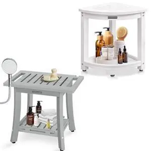 KingPavonini HDPS Shower Benches for Inside Shower to Sit on, Corner Shower Stool Waterproof, Anti-Fading Shower Bench for Shaving Legs, Heavy Duty 400LBS KingPavonini HDPS Shower Benches for Inside Shower to Sit on, Corner Shower Stool Waterproof, Anti-Fading Shower Bench for Shaving Legs, Heavy Duty 400LBS