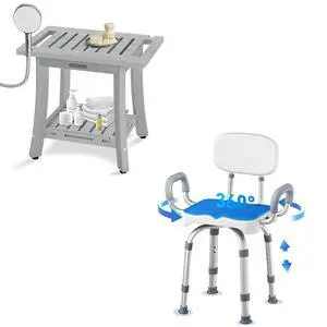 KingPavonini HDPS Shower Benches for Inside Shower to Sit on, Swivel Shower Chair with Arms and Back, 550 lbs Heavy-Duty Shower Chair for Inside Shower Stall and Tub KingPavonini HDPS Shower Benches for Inside Shower to Sit on, Swivel Shower Chair with Arms and Back, 550 lbs Heavy-Duty Shower Chair for Inside Shower Stall and Tub