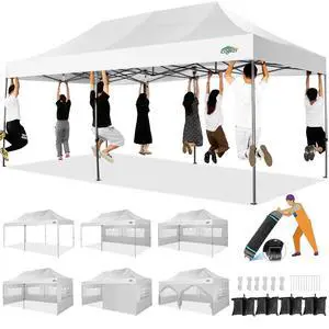 10x20 Heavy Duty Pop Up Canopy Tent with Sidewalls, Easy Up Canopy 10x20 Heavy Duty Pop Up Canopy Tent with Sidewalls, Easy Up Canopy