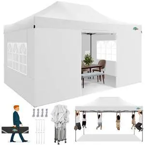 10x15 Heavy Duty Pop Up Canopy Tent with Sidewalls, Easy Up Canopy 10x15 Heavy Duty Pop Up Canopy Tent with Sidewalls, Easy Up Canopy