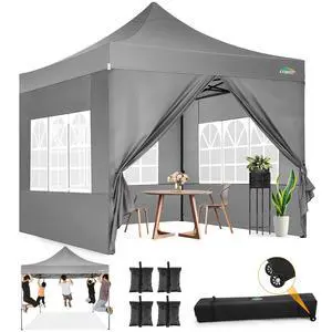 10x10 Heavy Duty Pop Up Canopy Tent with Sidewalls, Easy Up Canopy 10x10 Heavy Duty Pop Up Canopy Tent with Sidewalls, Easy Up Canopy