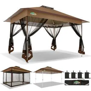 10x15 FT Pop up Gazebo on Clearance - Outdoor pop up Heavy Duty Canopy Tent,carpas para Patio,Screen Tents with Portable Carry Bag, Patio Gazebos for Camping, Garden, Deck, Backyard, Brown 10x15 FT Pop up Gazebo on Clearance - Outdoor pop up Heavy Duty Canopy Tent,carpas para Patio,Screen Tents with Portable Carry Bag, Patio Gazebos for Camping, Garden, Deck, Backyard, Brown