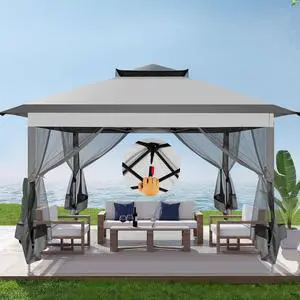 Pop Up Gazebo 11x11 Canopy Tent, Outdoor Screened Gazebo Shelter with Mosquito Net,Carpas para Patio, Shade for Lawn, Garden, Backyard and Deck, Gray(Upgraded 2.0) Pop Up Gazebo 11x11 Canopy Tent, Outdoor Screened Gazebo Shelter with Mosquito Net,Carpas para Patio, Shade for Lawn, Garden, Backyard and Deck, Gray(Upgraded 2.0)
