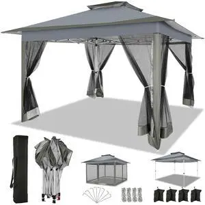 12x12 FT Pop up Gazebo on Clearance Outdoor pop up Canopy Tent,carpas para Patio, Shelter Tents with Netting & Portable Carry Bag, Patio Gazebos for Camping, Garden & Lawn, Darkgrey(Upgraded) 12x12 FT Pop up Gazebo on Clearance Outdoor pop up Canopy Tent,carpas para Patio, Shelter Tents with Netting & Portable Carry Bag, Patio Gazebos for Camping, Garden & Lawn, Darkgrey(Upgraded)