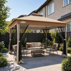 13x13 FT Pop up Gazebo on Clearance - Outdoor pop up Canopy Tent,carpas para Patio, Shelter - Screen Tents with Portable Carry Bag, Patio Gazebos for Camping,Garden,Deck,Backyard,Khaki 13x13 FT Pop up Gazebo on Clearance - Outdoor pop up Canopy Tent,carpas para Patio, Shelter - Screen Tents with Portable Carry Bag, Patio Gazebos for Camping,Garden,Deck,Backyard,Khaki