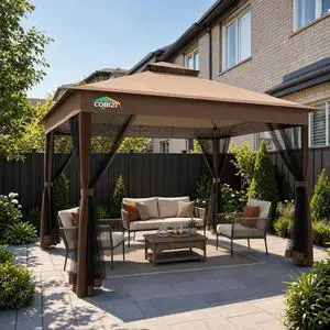 13x13 Pop up Gazebo on Clearance - Outdoor pop up Canopy Tent,carpas para Patio, Shelter - Screen Tents with Portable Carry Bag, Patio Gazebos for Backyard, Garden, Camping, Deck,Brown 13x13 Pop up Gazebo on Clearance - Outdoor pop up Canopy Tent,carpas para Patio, Shelter - Screen Tents with Portable Carry Bag, Patio Gazebos for Backyard, Garden, Camping, Deck,Brown