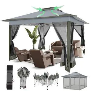 12x12 Pop Up Gazebos On Clearance - Upgrade Easy Up Metal Outdoor Gazebo Waterproof - Portable Gazebo with Mosquito Nettings, 4 Ropes 8 Stakes and Carry Bag for Patio Garden(Dark Gray) 12x12 Pop Up Gazebos On Clearance - Upgrade Easy Up Metal Outdoor Gazebo Waterproof - Portable Gazebo with Mosquito Nettings, 4 Ropes 8 Stakes and Carry Bag for Patio Garden(Dark Gray)