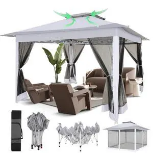 12x12 Pop Up Gazebo On Clearance - Upgrade Easy Up Metal Outdoor Canopy Waterproof - Portable Gazebo with Mosquito Nettings, 4 Ropes 8 Stakes and Carry Bag for Patio Garden(Light Gray) 12x12 Pop Up Gazebo On Clearance - Upgrade Easy Up Metal Outdoor Canopy Waterproof - Portable Gazebo with Mosquito Nettings, 4 Ropes 8 Stakes and Carry Bag for Patio Garden(Light Gray)