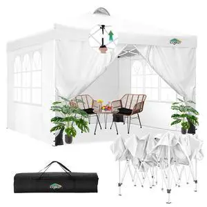 Canopy 10x10 Pop Up Canopy Tent with 4 Sidewalls, One Push Party Tents for Parties Outdoor Wedding Waterproof Gazebo Commercial Event Tent with Sandbags, Swan White Canopy 10x10 Pop Up Canopy Tent with 4 Sidewalls, One Push Party Tents for Parties Outdoor Wedding Waterproof Gazebo Commercial Event Tent with Sandbags, Swan White
