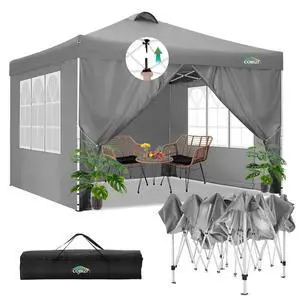 Canopy 10x10 Pop Up Canopy Tent with 4 Sidewalls, One Push Party Tents for Parties Outdoor Wedding Waterproof Gazebo Commercial Event Tent with Sandbags, Pigeon Grey Canopy 10x10 Pop Up Canopy Tent with 4 Sidewalls, One Push Party Tents for Parties Outdoor Wedding Waterproof Gazebo Commercial Event Tent with Sandbags, Pigeon Grey
