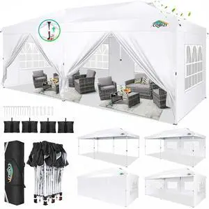 10x20 Pop Up Canopy Tent with One Push, 6 Removable Sidewalls 10x20 Pop Up Canopy Tent with One Push, 6 Removable Sidewalls