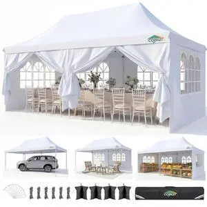 10x20 Pop up Canopy Tent for Parties, Carry Bag,6 Walls,4 Sandbags 10x20 Pop up Canopy Tent for Parties, Carry Bag,6 Walls,4 Sandbags